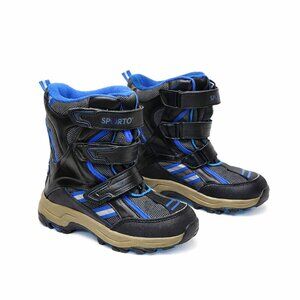 Sporto Kids Winter Boots Black & Blue Insulated Snow Boots Size 2